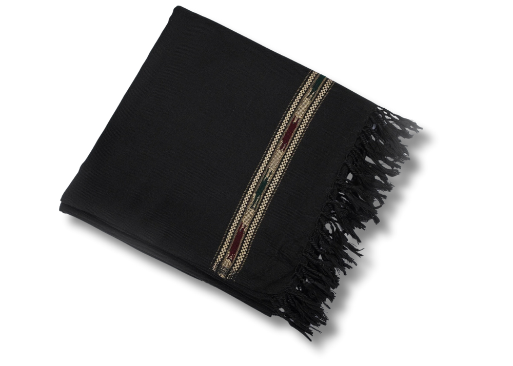Black Premium Wool Shawl With Border