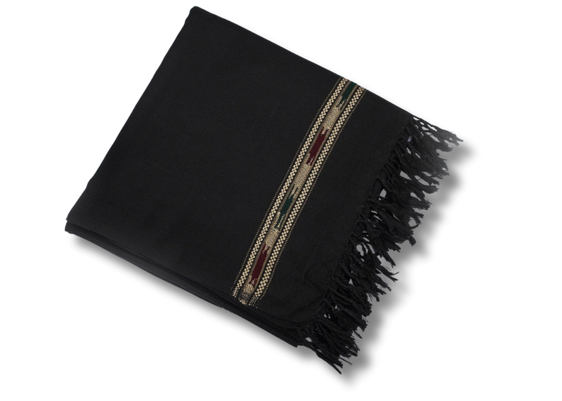 Black Premium Wool Shawl With Border