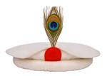 White Traditional Wool Pakol with Feather
