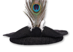 Black Traditional Wool Pakol with Feather