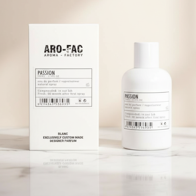 ARO-FAC Passion perfume with minimalist background