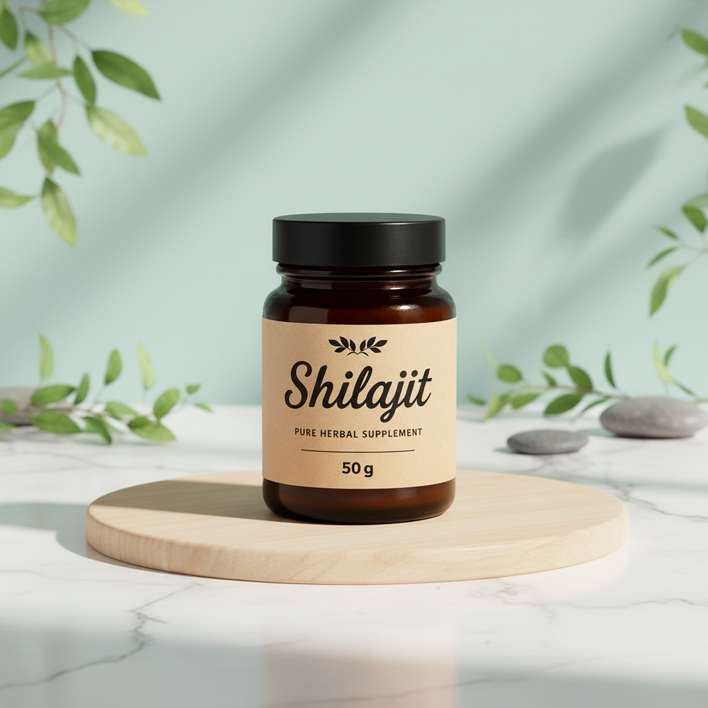 Shilajit Pure Herbal Supplement with natural background