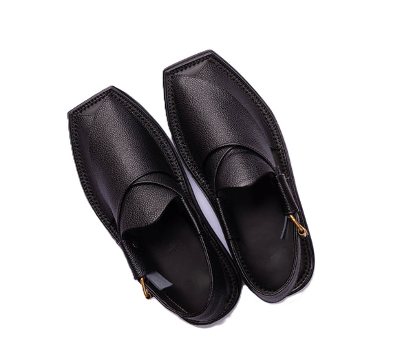 Kaptaan Chappal - Jet Black textured