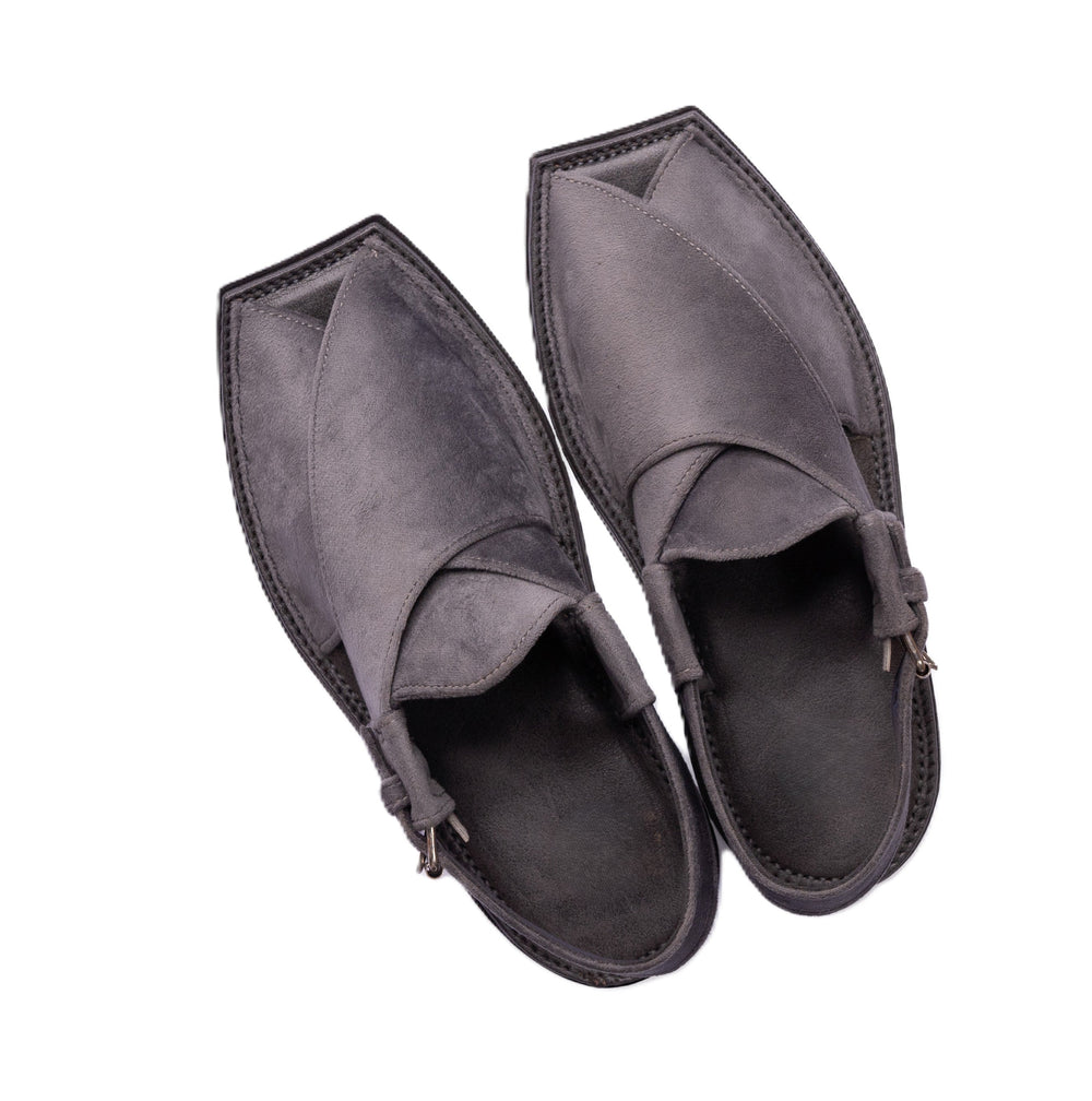 Grey Suede Peshawari Chappal