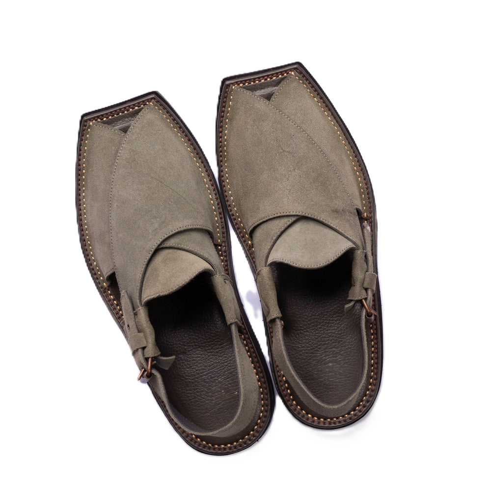 Green Suede Peshawari Chappal