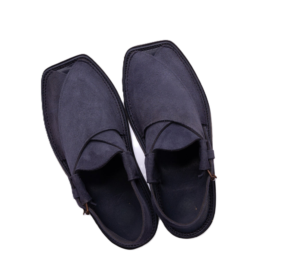 Blue Suede Peshawari Chappal
