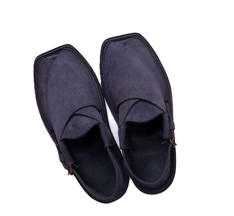 Blue Suede Peshawari Chappal